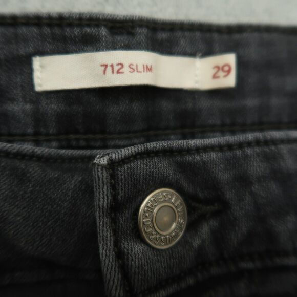 Levi's 712 Jeans Women's Size 29 Gray Mid-Rise Slim Straight Denim 29" Inseam - Picture 9 of 16